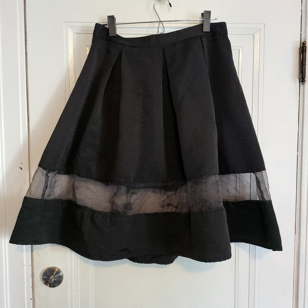 A line full skirt with mesh stripe panel 12